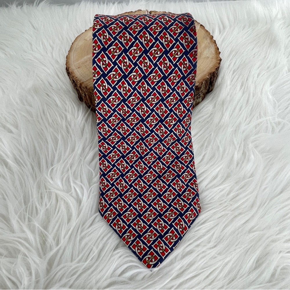 Brook Brothers Silk Chain Interlocking, Buckles, Print Tie